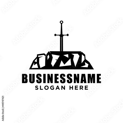 legendary sword greek logo design illustration