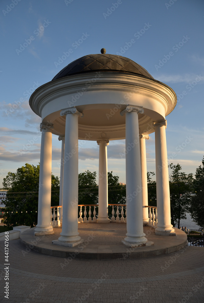 Ostrovsky's pavilion is one of symbols of Kostroma, on high embankment of Volga river, Kostroma, Russia