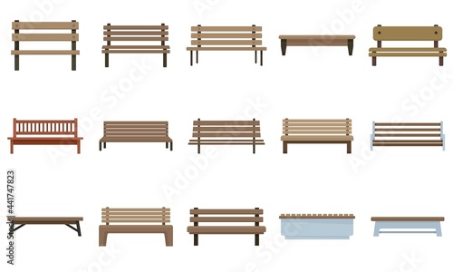 Stampa su tela Bench icons set flat vector isolated