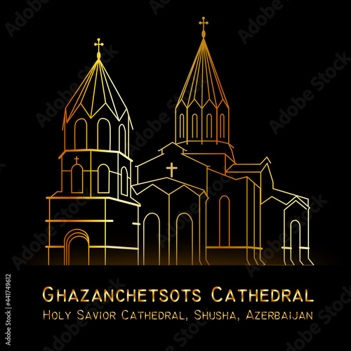 Holy Armenian Cathedral in Azerbaijan cultural town Landmark icon