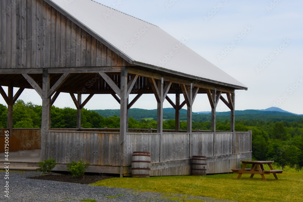 Barn on a farm in the canadian countryside in Quebec