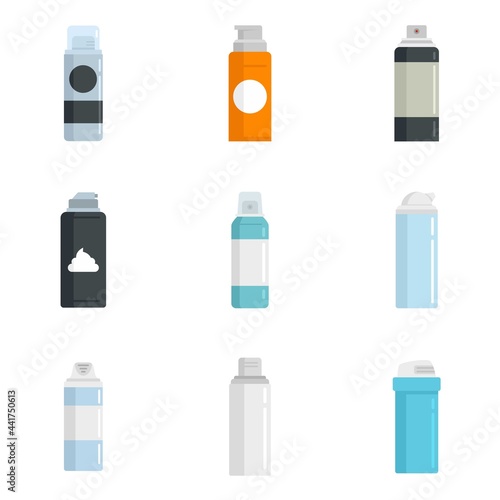 Shaving foam icons set flat vector isolated