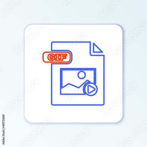 Line GIF file document. Download gif button icon isolated on white background. GIF file symbol. Colorful outline concept. Vector