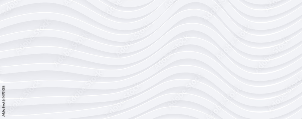 3D white grey wavy background for business presentation, vector illustration