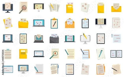 Editor icons set flat vector isolated