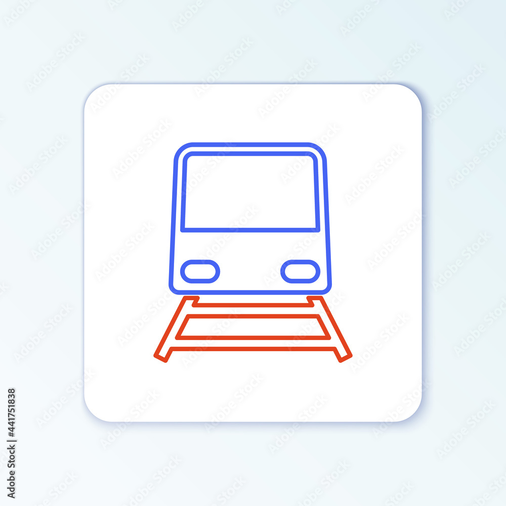 Line Train icon isolated on white background. Public transportation symbol. Subway train transport. Metro underground. Colorful outline concept. Vector Line Train icon isolated on white background. Public transportation symbol. Subway train transport. Metro underground. Colorful outline concept. Vector