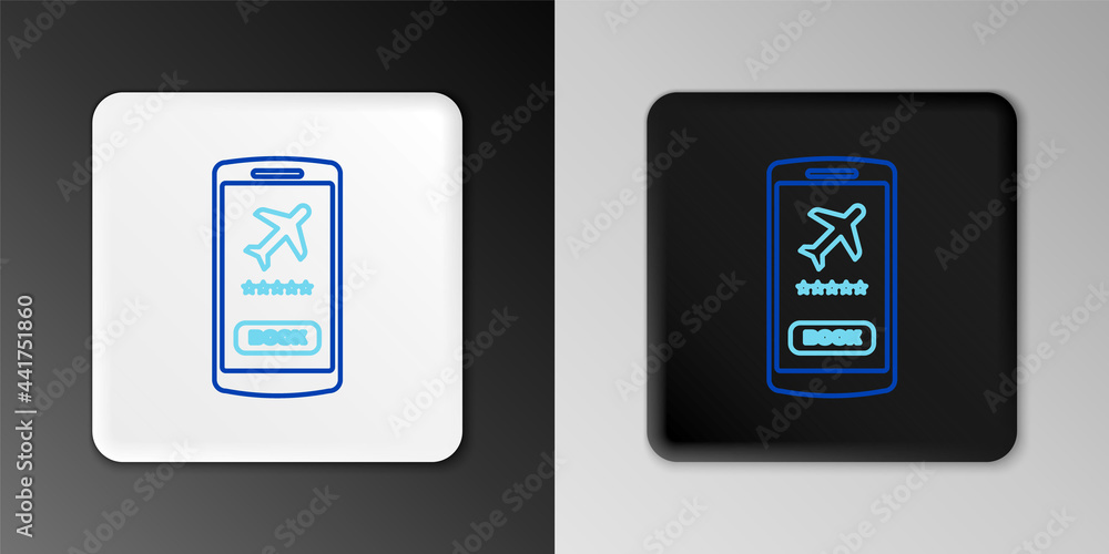 Line Smartphone with electronic boarding pass airline ticket icon isolated on grey background. Passenger plane mobile ticket for web and app. Colorful outline concept. Vector Line Smartphone with electronic boarding pass airline ticket icon isolated on grey background. Passenger plane mobile ticket for web and app. Colorful outline concept. Vector