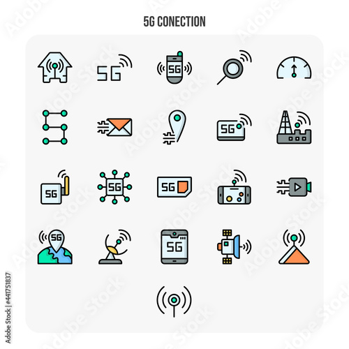 icon 5g connection outline color style