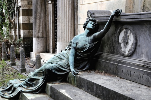 The Staglieno Monumental Cemetery of Genoa. Famous for its monumental sculpture is one of the largest cemeteries in Europe. photo