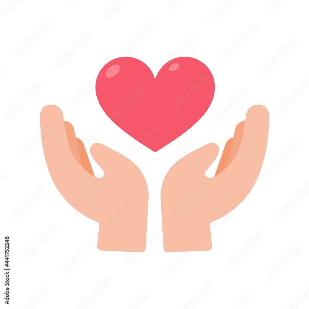 vector hands giving hearts to each other Helping the poor by donating items to charity vector hands giving hearts to each other Helping the poor by donating items to charity
