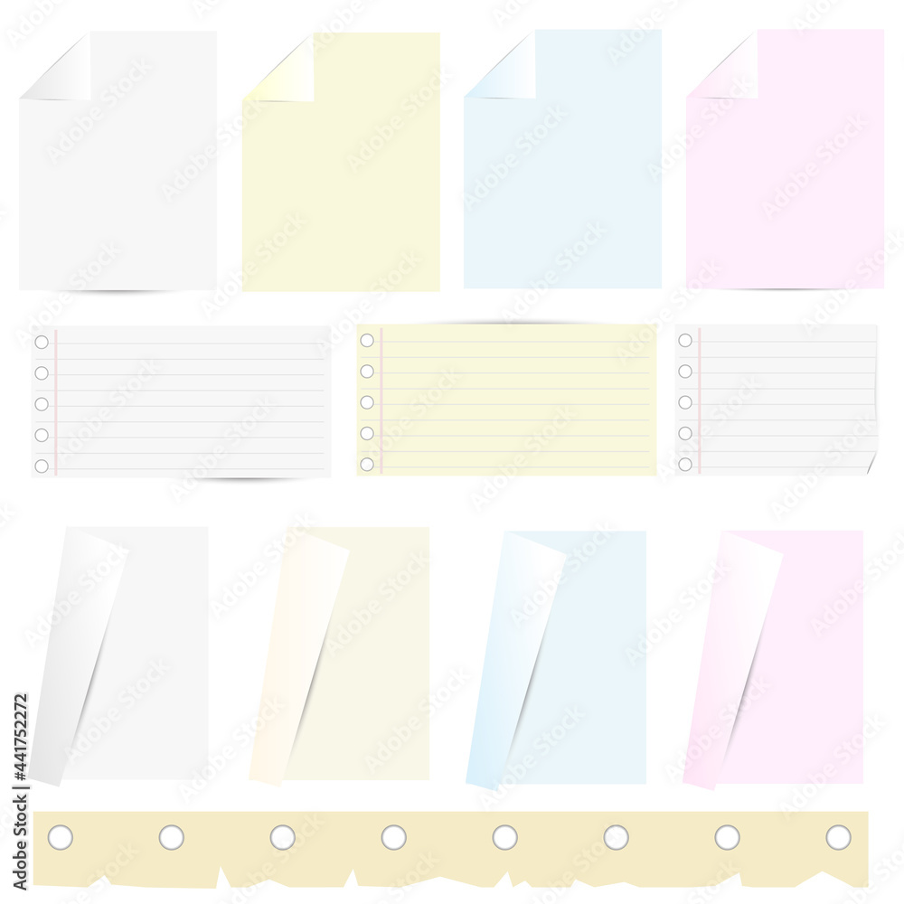 Paper notes top view note sticker set