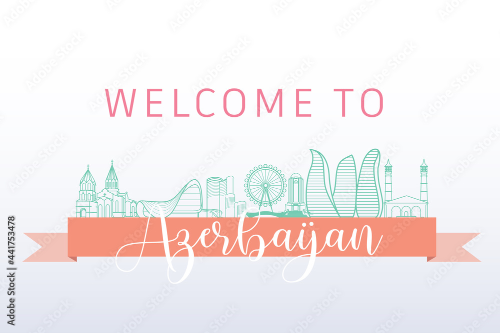 Skyline of Azerbaijan with prominent buildings- Welcome to Azerbaijan