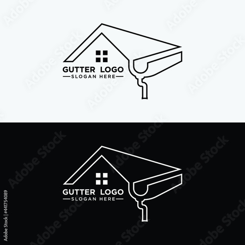 Gutter logo outline vector.
Gutters cleaning logo design.