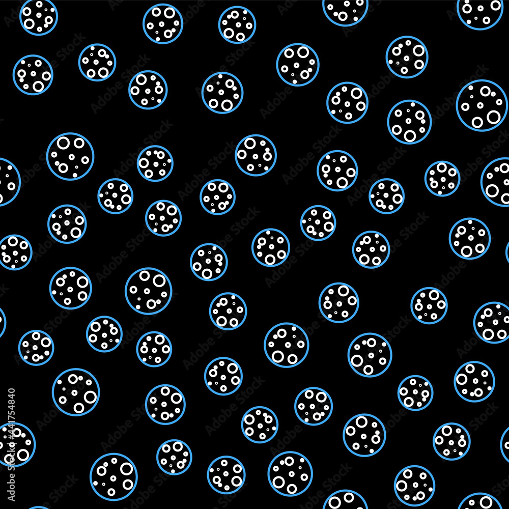 Line Moon icon isolated seamless pattern on black background. Vector Line Moon icon isolated seamless pattern on black background. Vector