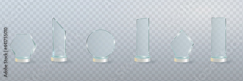 Circle Glass Trophy Award. illustration isolated on grey background