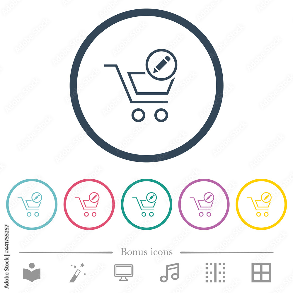 Edit cart items flat color icons in round outlines Edit cart items flat color icons in round outlines