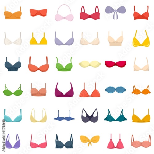 Bra icons set flat vector isolated