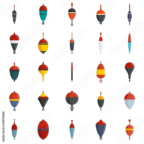 Bobber icons set flat vector isolated
