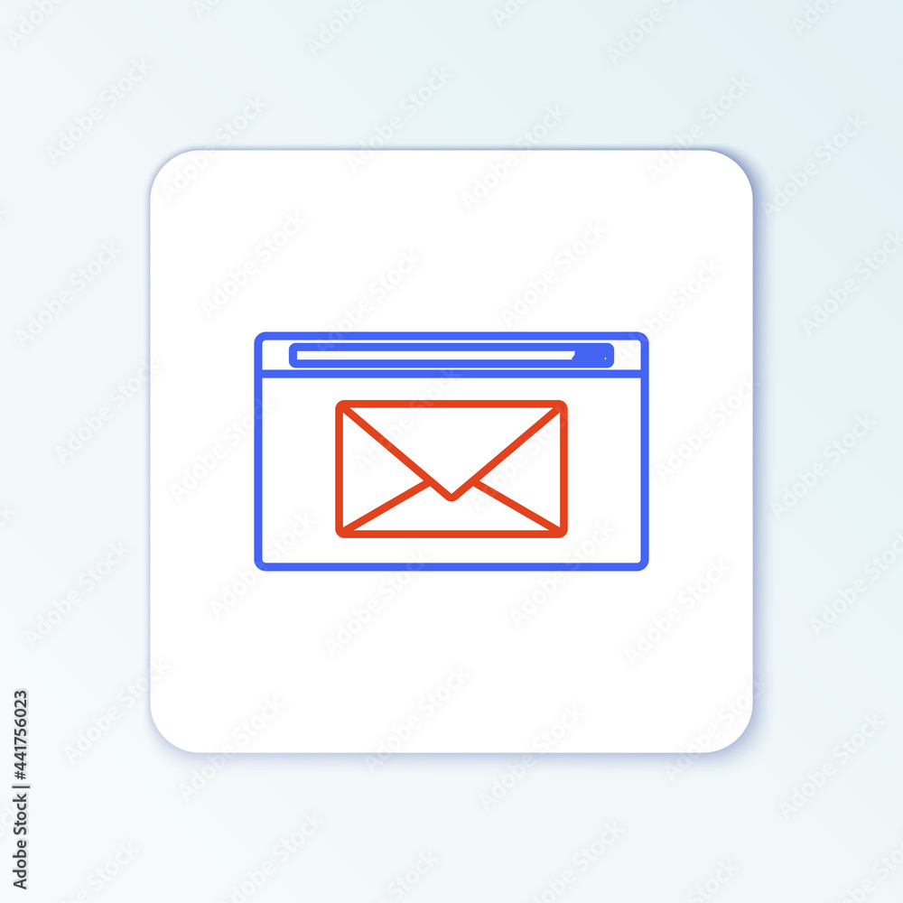 Line Mail and e-mail icon isolated on white background. Envelope symbol e-mail. Email message sign. Colorful outline concept. Vector Line Mail and e-mail icon isolated on white background. Envelope symbol e-mail. Email message sign. Colorful outline concept. Vector