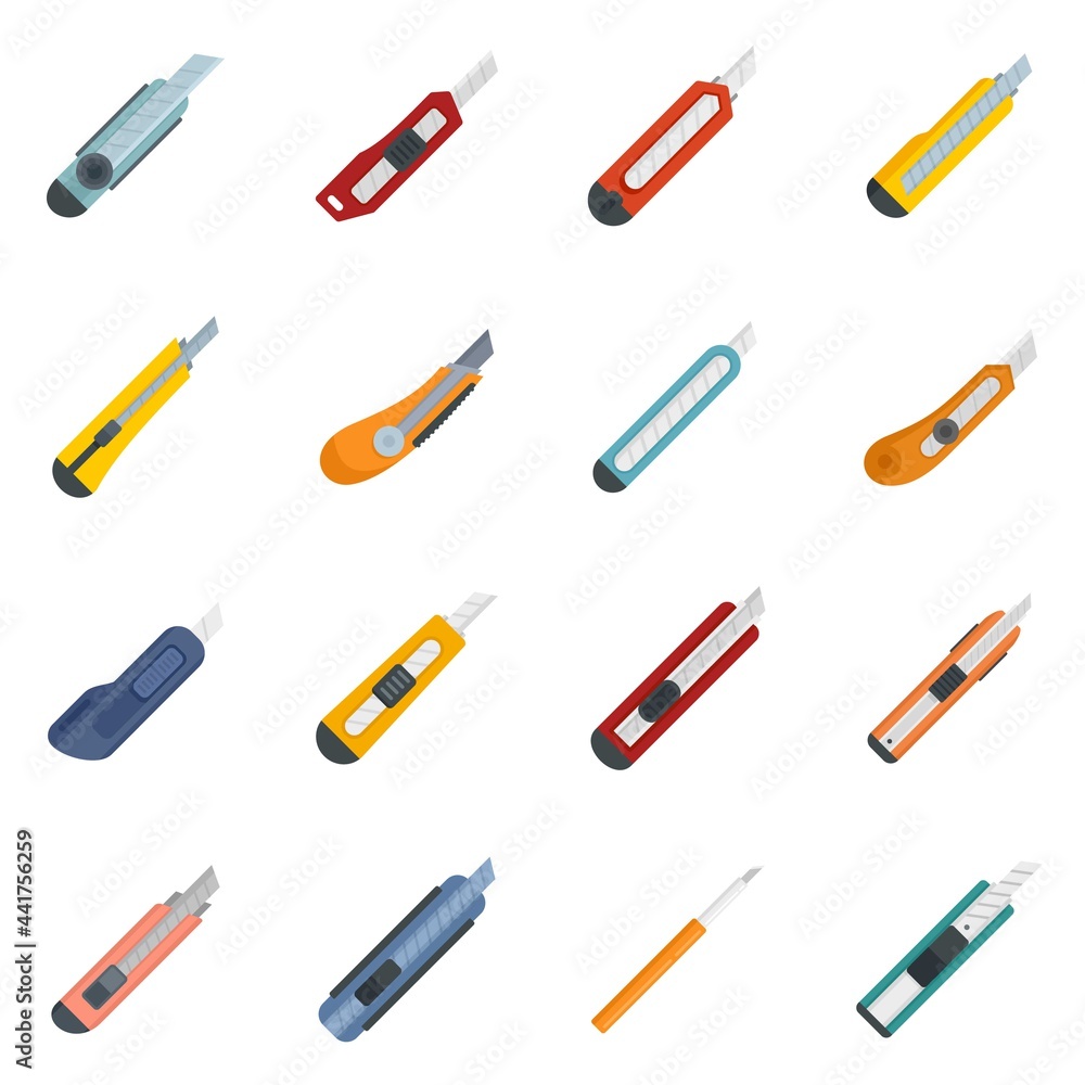 Cutter icons set flat vector isolated Cutter icons set flat vector isolated