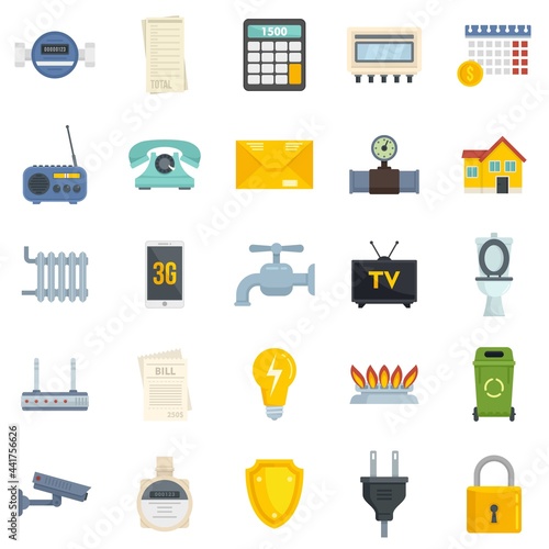 Utilities icons set flat vector isolated