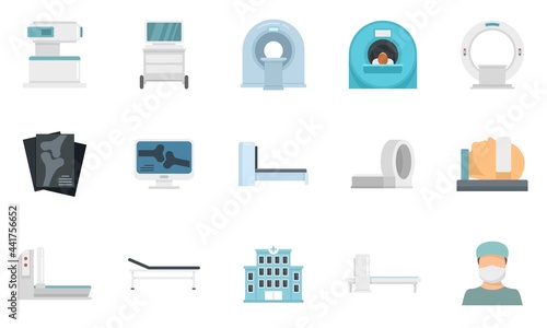 Magnetic resonance imaging icons set flat vector isolated