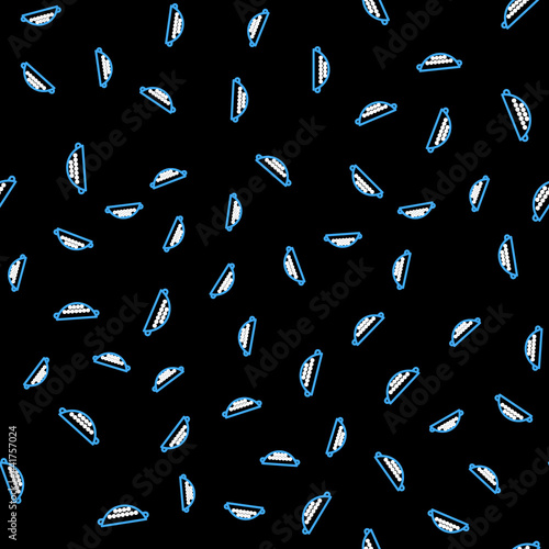 Line Kitchen colander icon isolated seamless pattern on black background. Cooking utensil. Cutlery sign. Vector