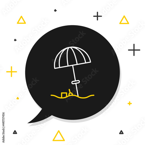 Line Sun protective umbrella for beach icon isolated on white background. Large parasol for outdoor space. Beach umbrella. Colorful outline concept. Vector