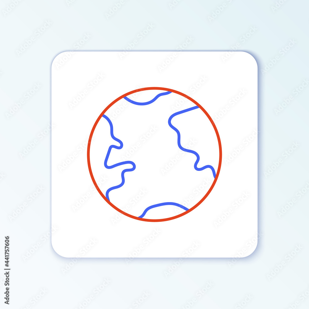 Line Earth globe icon isolated on white background. World or Earth sign. Global internet symbol. Geometric shapes. Colorful outline concept. Vector