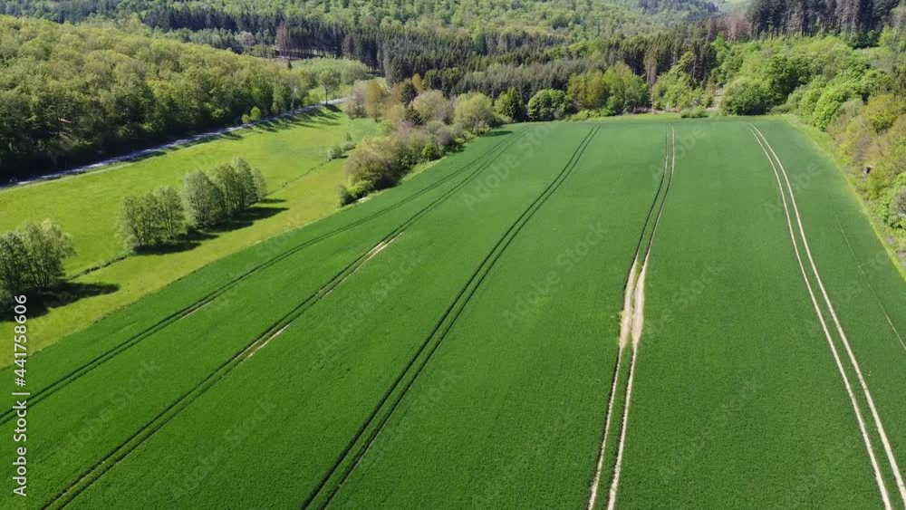 Überflug eines Feldes und Wiesen Überflug eines Feldes und Wiesen