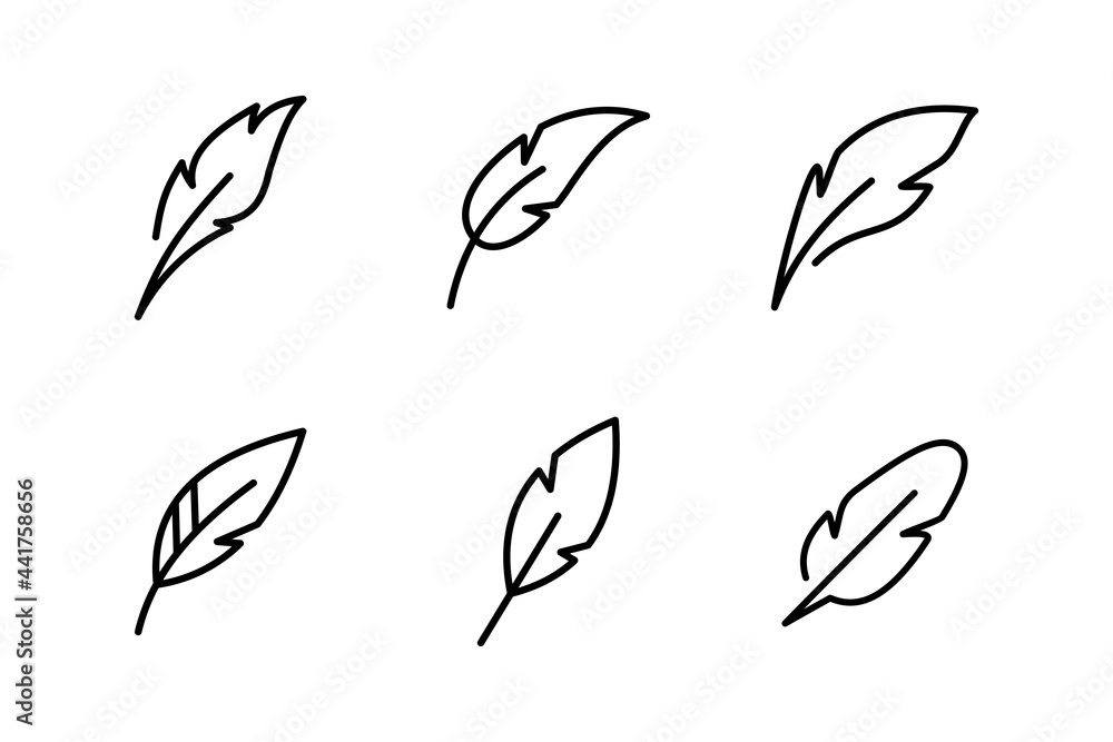 Set of Simple Flat Feather Icon Illustration Design, Various Feather Symbol Collection with Outlined Style Template Vector Set of Simple Flat Feather Icon Illustration Design, Various Feather Symbol Collection with Outlined Style Template Vector