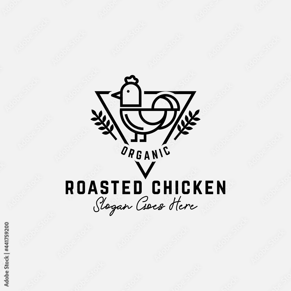 organic roasted chicken meat logo design inspiration, best for line art organic food logo vector organic roasted chicken meat logo design inspiration, best for line art organic food logo vector