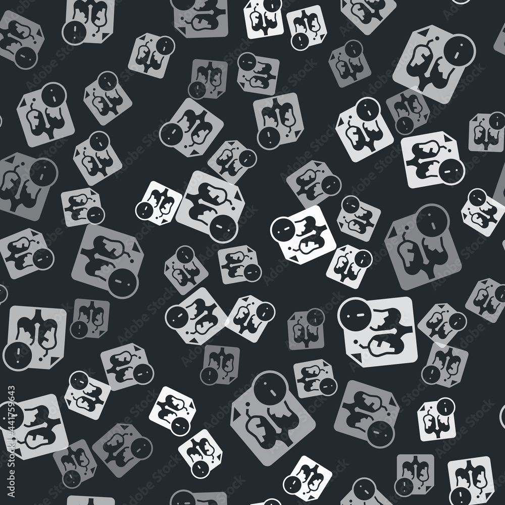 Grey Disease lungs icon isolated seamless pattern on black background. Vector Grey Disease lungs icon isolated seamless pattern on black background. Vector