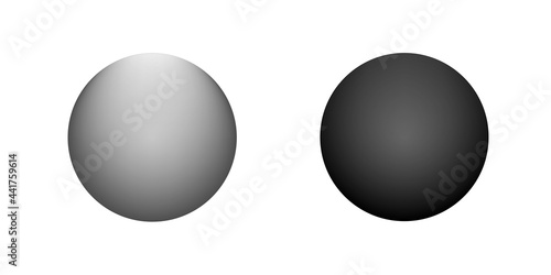 Billiard ball icon. White and black ball. Vector illustration of balls with a lens flare.
