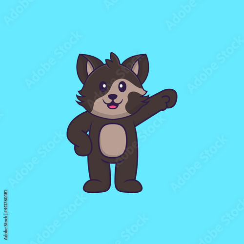 Cute cat hero. Animal cartoon concept isolated. Can used for t-shirt  greeting card  invitation card or mascot. Flat Cartoon Style