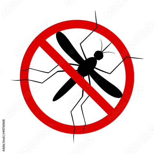 Mosquito. Symbol parasite warning sign. Silhouettes. Anti mosquitoes, insect control vector symbol. Stop and control mosquito, anti insect illustration