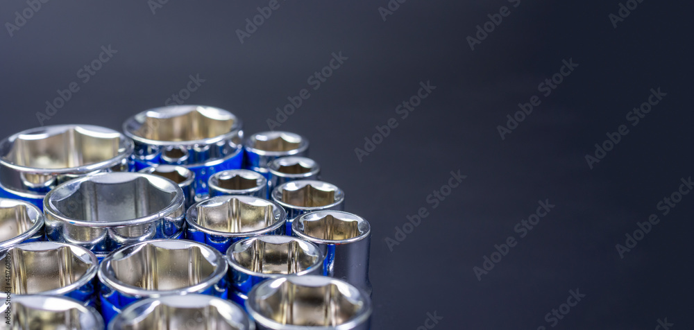 Block wrench set on a black background. Block wrench set on a black background.