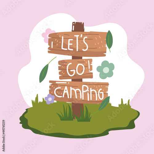 camping wood signpost