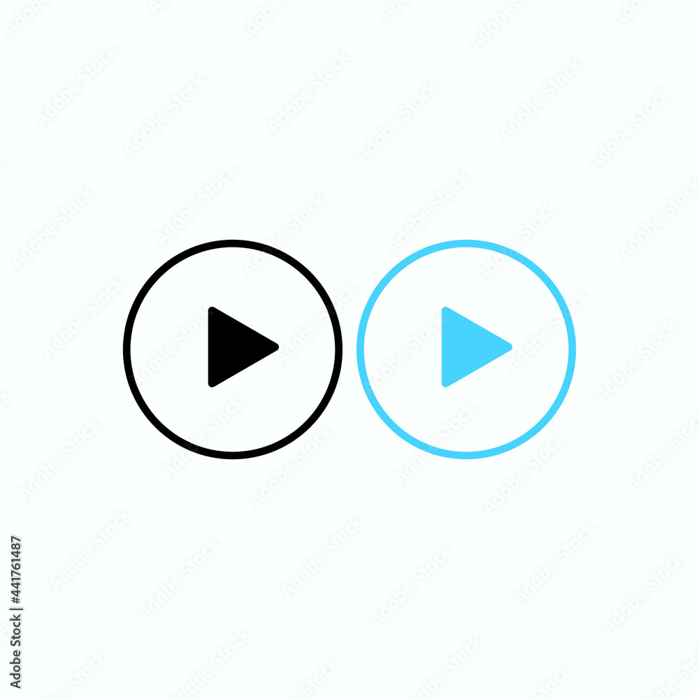 Play button icon in trendy flat style isolated on grey background. Play symbol for your web site design, logo, app, UI. Vector illustration Play button icon in trendy flat style isolated on grey background. Play symbol for your web site design, logo, app, UI. Vector illustration