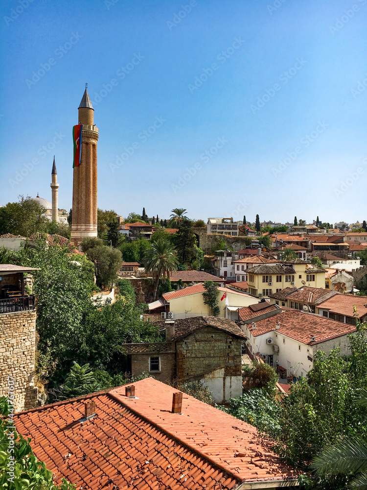Kaleici (Old Town) Yivliminare Mosque minaret, Antalya, Turkey