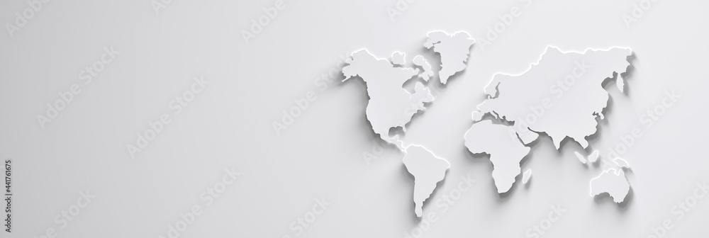 Wide banner with white world map and copy blank space Wide banner with white world map and copy blank space