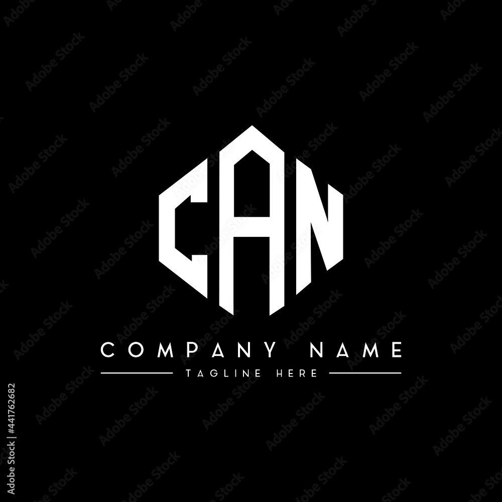 CAN letter logo design with polygon shape. CAN polygon logo monogram. CAN cube logo design. CAN hexagon vector logo template white and black colors. CAN monogram, CAN business and real estate logo. 