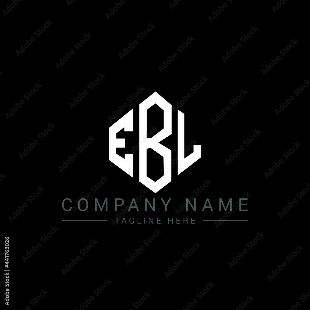 EBL letter logo design with polygon shape. EBL polygon logo monogram. EBL cube logo design. EBL hexagon vector logo template white and black colors. EBL monogram, EBL business and real estate logo. 