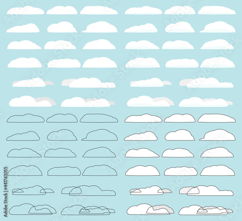 Set icons, cloud signs, great design for any purposes. Information line icon. Isolated symbols collection, vector illustration.