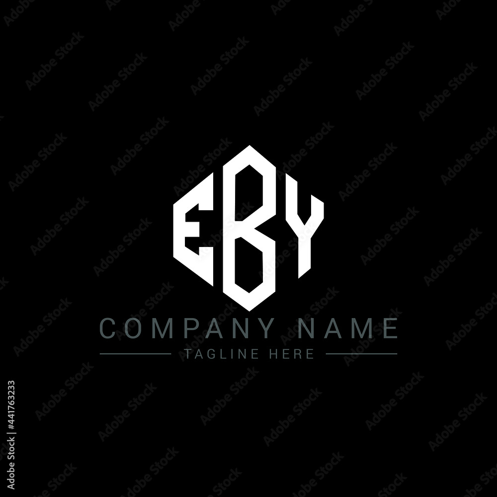 EBY letter logo design with polygon shape. EBY polygon logo monogram. EBY cube logo design. EBY hexagon vector logo template white and black colors. EBY monogram, EBY business and real estate logo. 