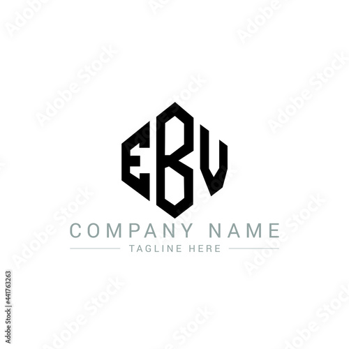 EBV letter logo design with polygon shape. EBV polygon logo monogram. EBV cube logo design. EBV hexagon vector logo template white and black colors. EBV monogram, EBV business and real estate logo.  photo