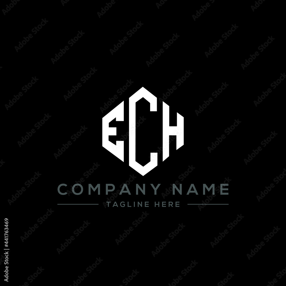 ECH letter logo design with polygon shape. ECH polygon logo monogram ...