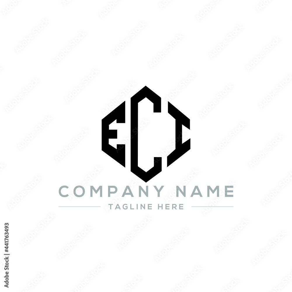 ECI letter logo design with polygon shape. ECI polygon logo monogram ...