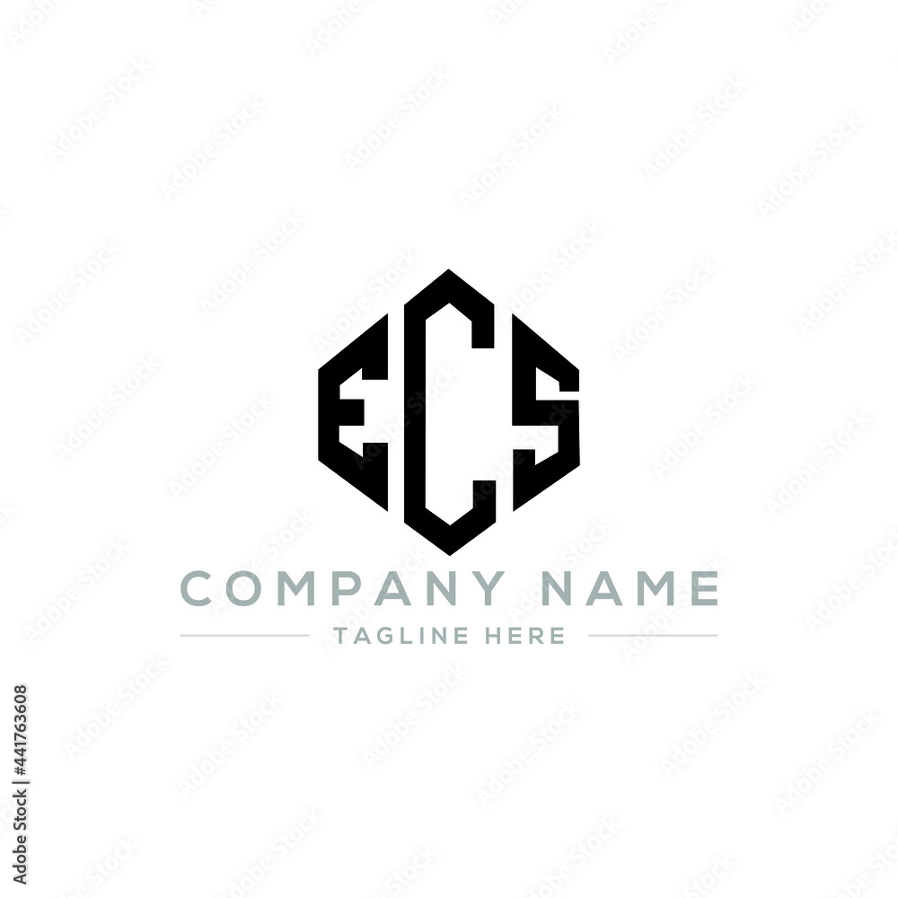 ECS letter logo design with polygon shape. ECS polygon logo monogram. ECS cube logo design. ECS hexagon vector logo template white and black colors. ECS monogram, ECS business and real estate logo. 