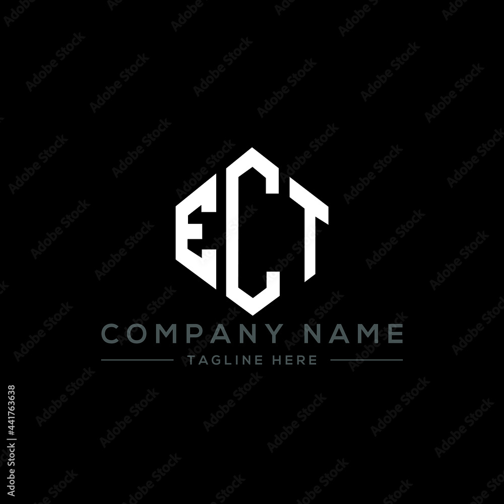 ECT letter logo design with polygon shape. ECT polygon logo monogram. ECT cube logo design. ECT hexagon vector logo template white and black colors. ECT monogram, ECT business and real estate logo. 